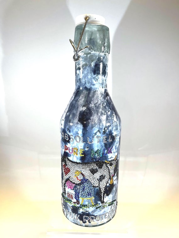 Glass “Cow Cow Boogie” Milk Bottle