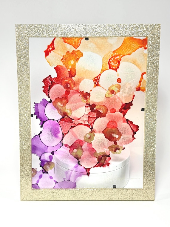 Framed Glass “Warm Palette” Hand-Painted Pane