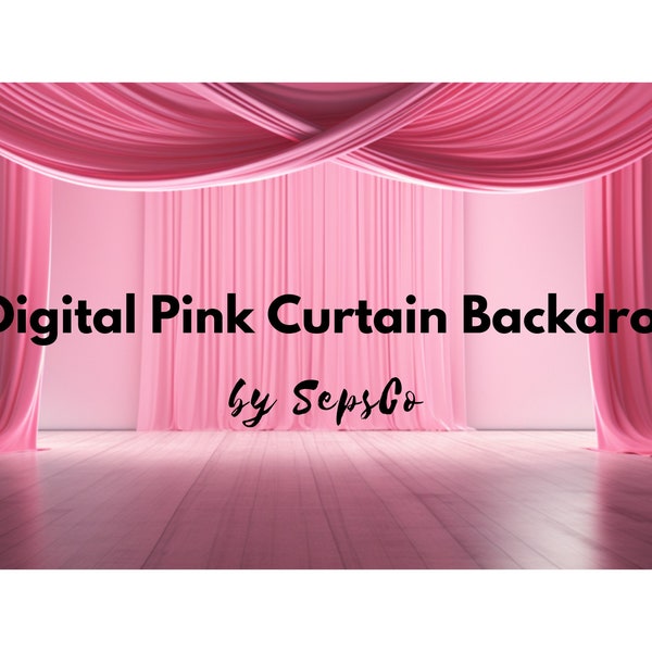 4 Digital Pink Curtain Backgrounds, Photography Backdrops, Kids Photography, Dance Photography, Special occasion photography