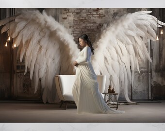 10 x fondos digitales, fondos digitales de alas de ángel, superposiciones de maternidad, novia, bolas y formales, fondos de estudio