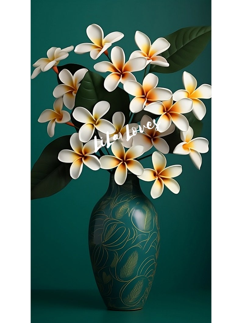 A Set of 4 Frangipani in Vase Prints Frangipani Prints Etsy Australia
