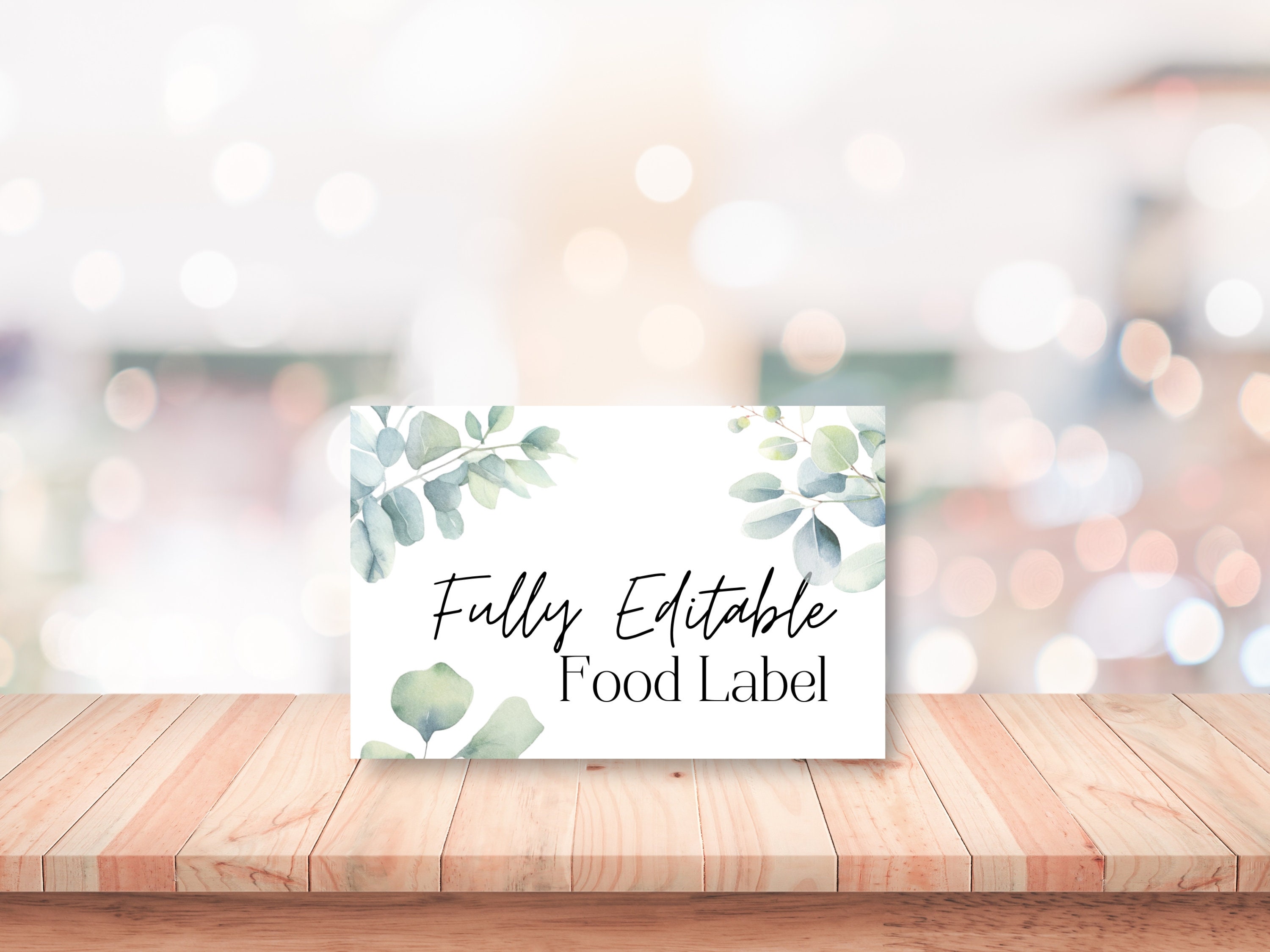 Eucalyptus Food Labels INSTANT DOWNLOAD Editable Template Etsy