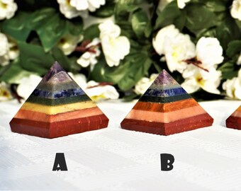 Seven Chakra Stone Pyramid: Metaphysical Healing Crystal (55MM)