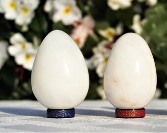 Large White Jade Stone Egg: Metaphysical Healing Crystal (60x40MM)