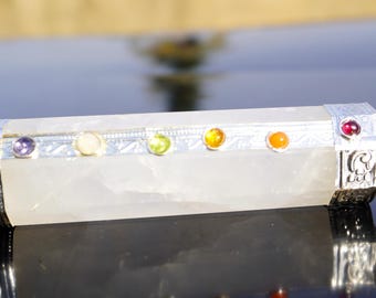 7 Chakra Clear Quartz Crystal Massage Wand - Polished Healing Point