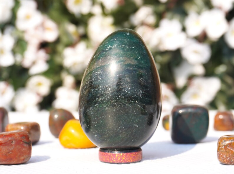 Green Kyanite Egg Stone Large 70MM Green Kyanite Egg Stone Healing Charged Egg High Vibration Metaphysical Meditation Egg image 5