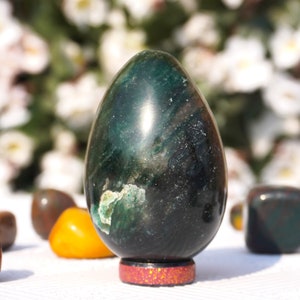 Green Kyanite Egg Stone Large 70MM Green Kyanite Egg Stone Healing Charged Egg High Vibration Metaphysical Meditation Egg image 3