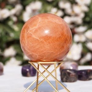 Peach Moonstone Sphere: 60mm Energy Stone, Office Decor