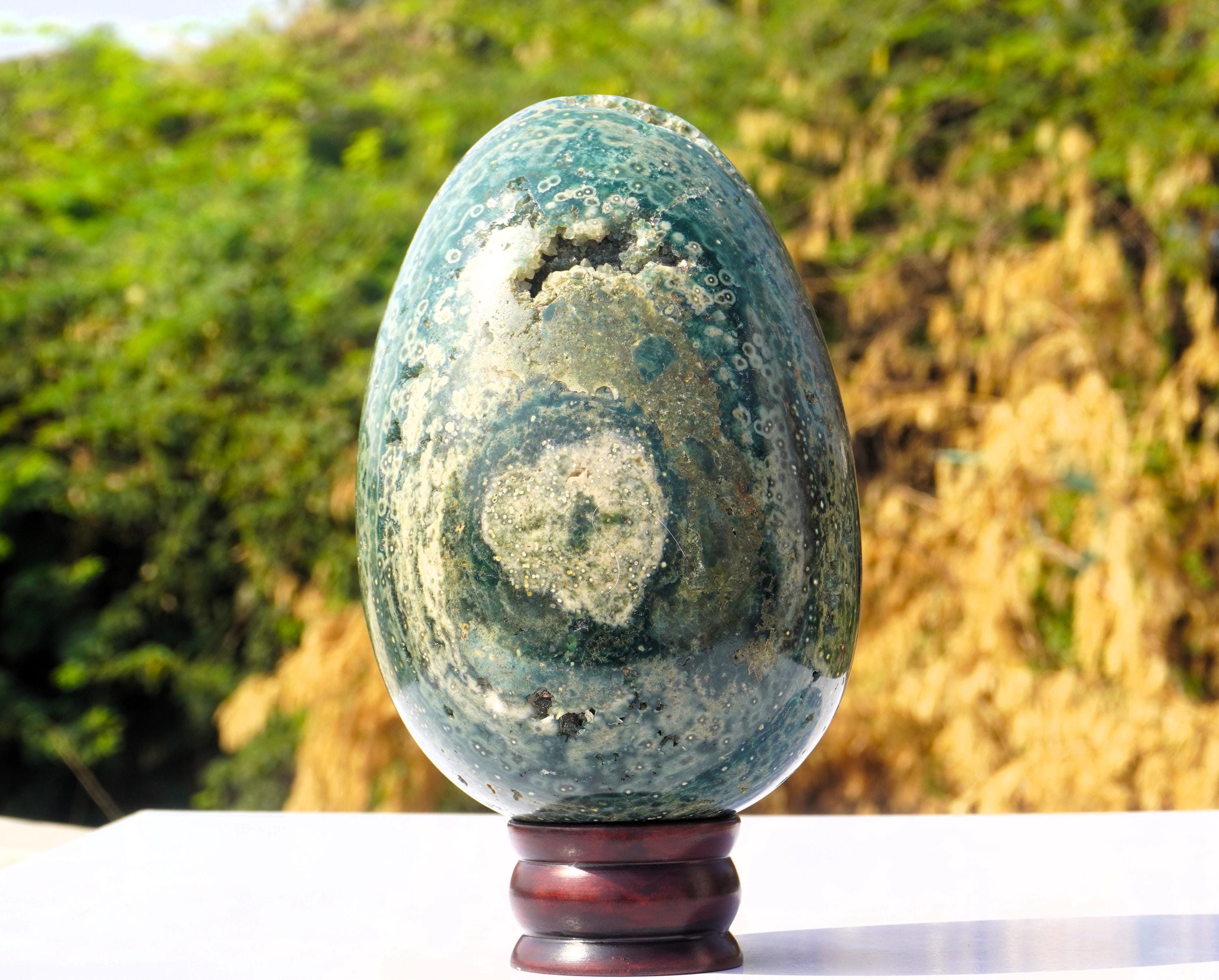 Rare Green Ocean Jasper Egg | 180MM | Polished Crystal Statement