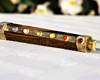 7 Chakra Tiger Eye Stone Massage Wand: High Polished Point (155MM)