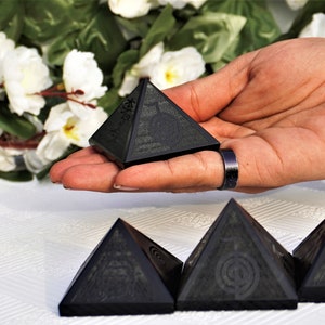 Natural |  50MM |  Black Tourmaline Healing Meditation Aura Spirit Power Stone Hand Made Pyramid
