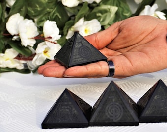 Natural |  50MM |  Black Tourmaline Healing Meditation Aura Spirit Power Stone Hand Made Pyramid