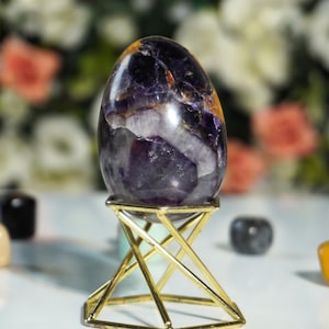 Chevron Blue Amethyst Auralite 23 Crystal Power Egg (65MM)