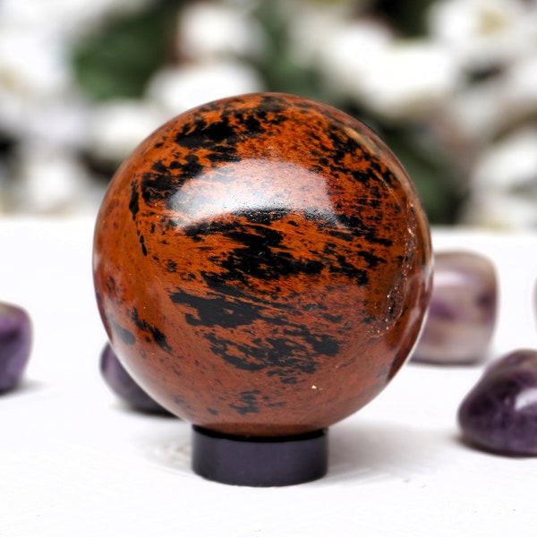 Mahogany Obsidian High Quality | 50MM | Natural Red Mahogany Obsidian Stone Minerals Healing Metaphysical Sphere Ball