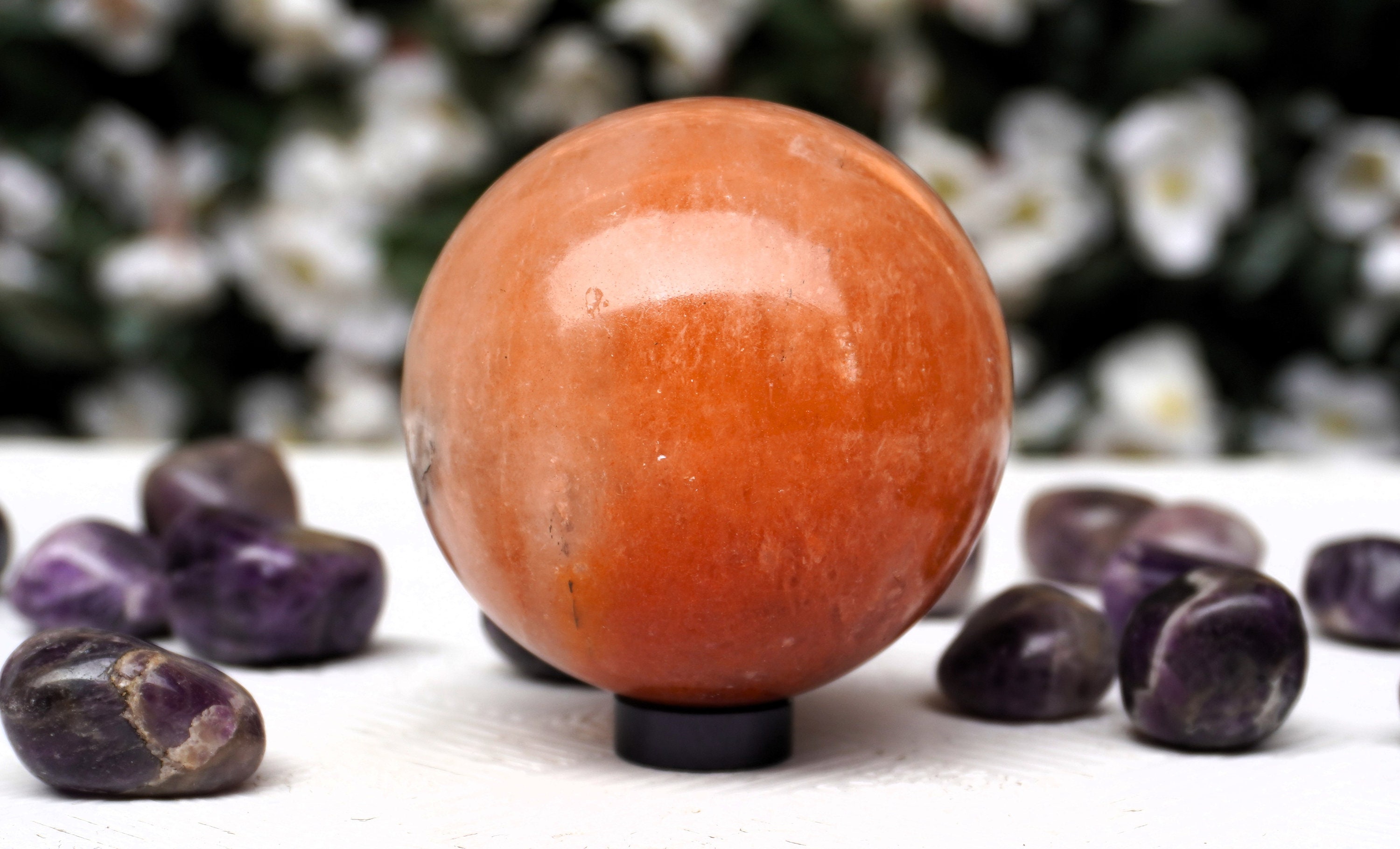 65 MM | モロッコ産天然オレンジセレナイトクリスタルスフィア