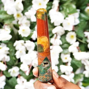 Wand Stick Green Blood Stone | Beautiful ~ 125MM | High Polished Natural Green Bloodstone Healing Stone Metaphysical Wand Stick