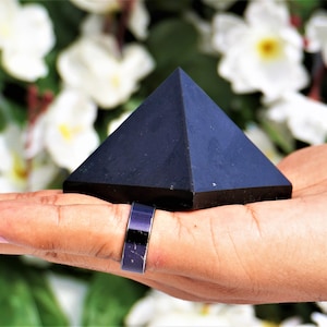 Natural |  50MM |  Black Tourmaline Healing Meditation Aura Spirit Power Stone Hand Made Pyramid