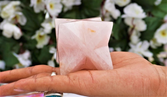 Pink Rose Quartz Gemstone Crystal 80 MM High Vibration Power Points Merkaba  Star - Etsy