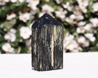 Large Raw Black Tourmaline Point | Obelisk Crystal, India (95mm)