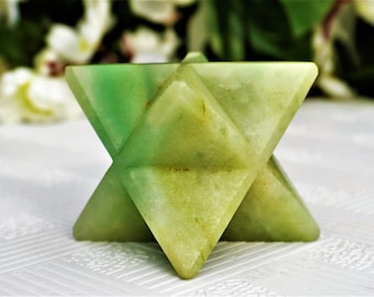 Green Aventurine Merkaba Star: Sacred Geometry Crystal (70MM)