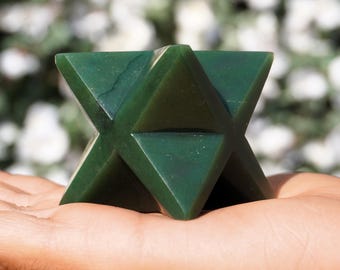 Green Jade Stone Minerals 70MM High Vibration Power Points Merkaba Star