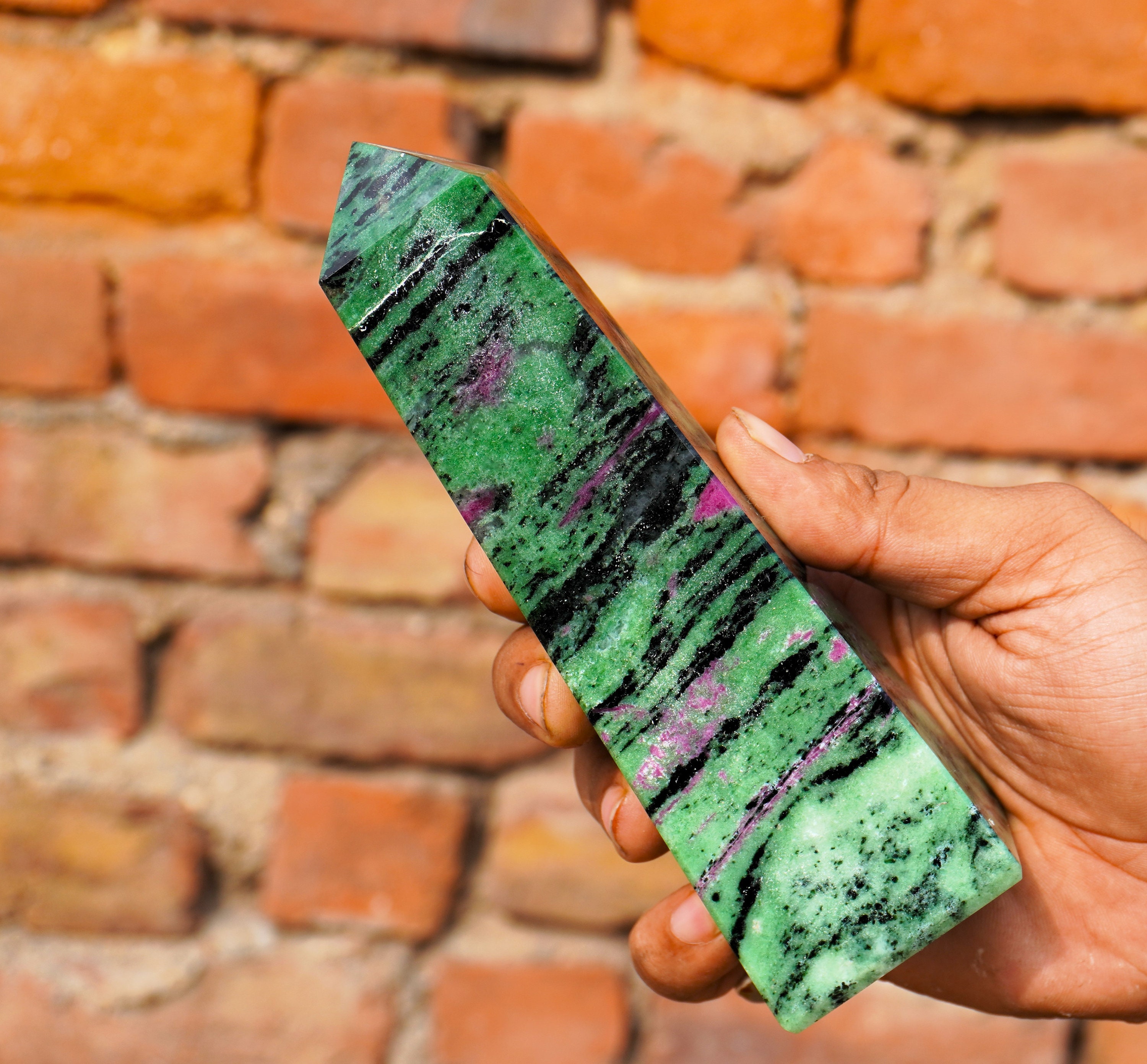 Pink Ruby in Green Zoisite Tower Beautiful 175MM Pink Ruby in Green