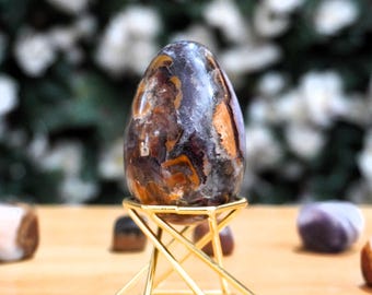 Auralite 23 Stone Egg | 60MM | Handcrafted Stunning Amethyst Crystal Egg - Healing Crystal - Decorative Crystal Egg Spiritual Stone