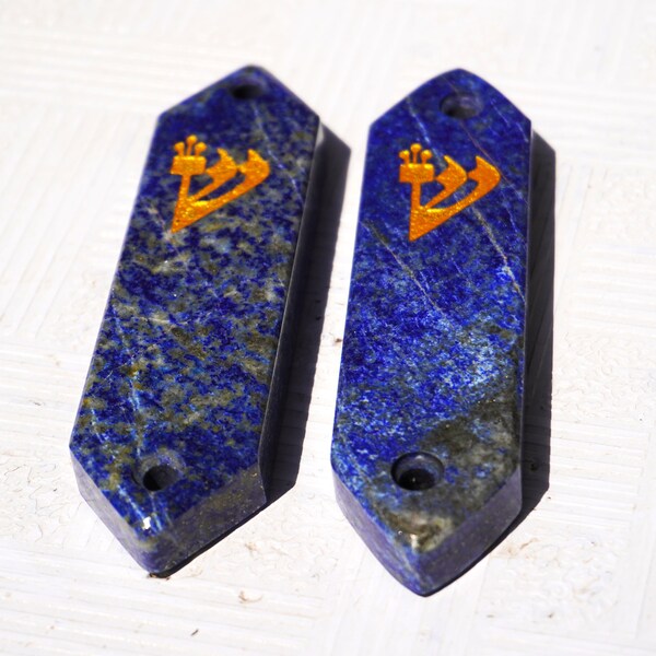 Montants de porte en pierre de lapis-lazuli bleu nouvelle mezouza, quartz, collection de cristaux, minéral