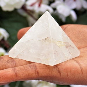 50MM | Clear Crystal Quartz Stone Healing Charged Metaphysical Egyptian Pyramid