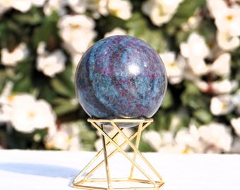 Ruby In Blue kyanite Stone Sphere | 55mm | Metaphysical, Meditation, Extra Quality, Natural Crystal Healing Sphere,