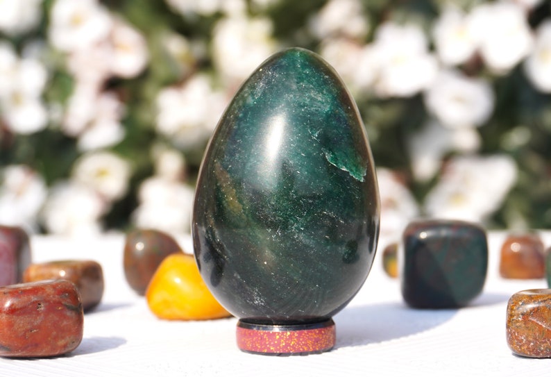 Green Kyanite Egg Stone Large 70MM Green Kyanite Egg Stone Healing Charged Egg High Vibration Metaphysical Meditation Egg image 1