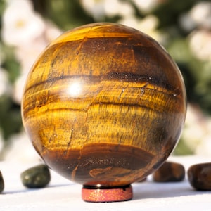 80MM Brown Tiger Eye Sphere: Natural Crystal Healing Stone