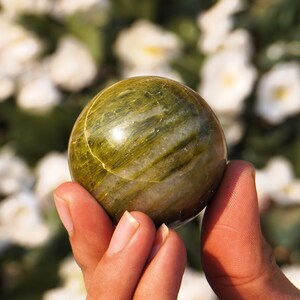 Green Vesuvianite Sphere Ball: Natural Stone (50 MM)