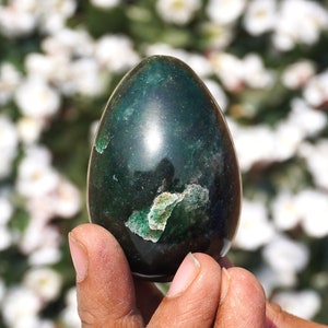 Green Kyanite Egg Stone Large 70MM Green Kyanite Egg Stone Healing Charged Egg High Vibration Metaphysical Meditation Egg image 2