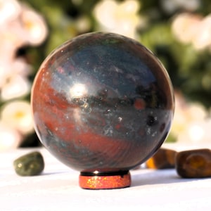 HELIOTROPE BLOODSTONE | 65MM | Red  Blood Jasper Stone Healing Minerals Vibration Healing Metaphysical Sphere ball