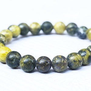 Natural AAA Serpentine Bracelet | 8.MM | Stretchy Round Beads Healing Metaphysical Power Gemstone Bracelet