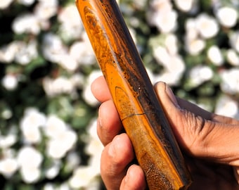 Polished Tiger Eye Crystal Massage Wand - Metaphysical Healing Stone (120MM)