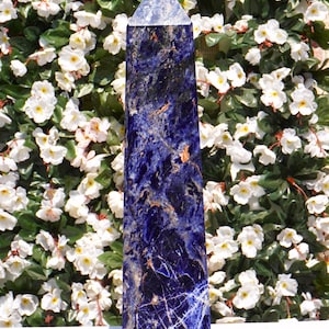 Sodalite Tower | 18&quot;inch x 4&quot;inches Luxury Blue Sodalite Stone | 480MM x 100MM | Healing Metaphysical 4 faceted Point Obelisk Tower