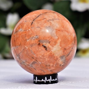 Peach Rosophia Stone Sphere, | 55mm | Metaphysical, Meditation, Extra Quality, Natural Crystal Healing Stone Sphere,