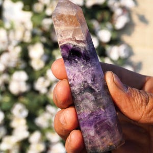 Blue Fluorite Stone Obelisk Tower: Healing Crystal Point, 115mm