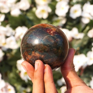 UNICO !! / 70 MM / Sfera di pietra di granato rosso Minerali Guarigione, Sfera di meditazione metafisica