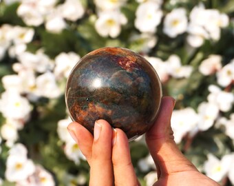 ¡ÚNICA! / 70 MM / Esfera de granate rojo para sanación, meditación metafísica.