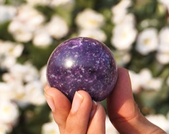 Lilac Lepidolite Sphere: Natural Crystal Healing Stone (50mm)