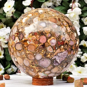 Beautiful | Large 200MM | White Pink and Yellow Cobra Jasper Stone Minerals Metaphysical Sphere Ball