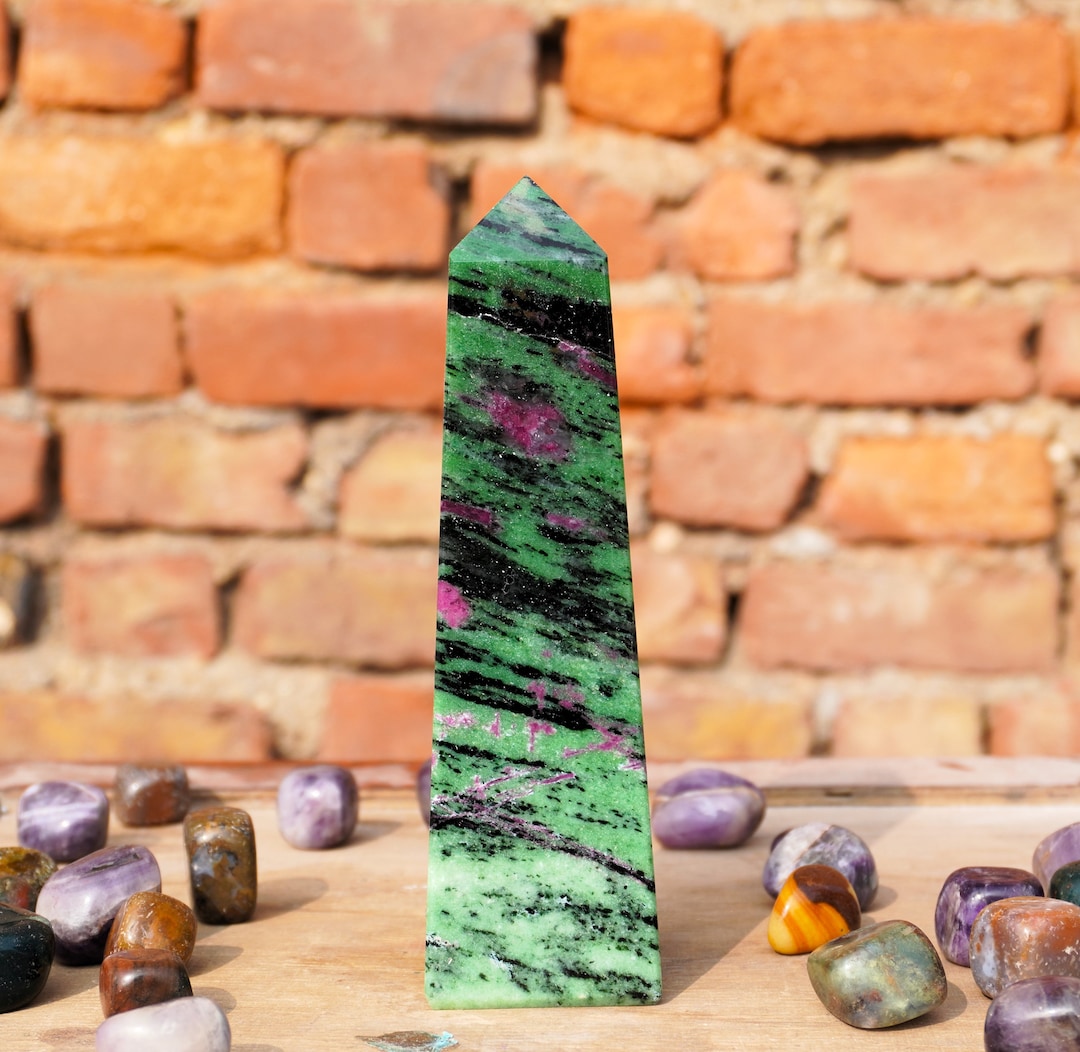 Pink Ruby in Green Zoisite Tower Beautiful 175MM Pink Ruby in Green