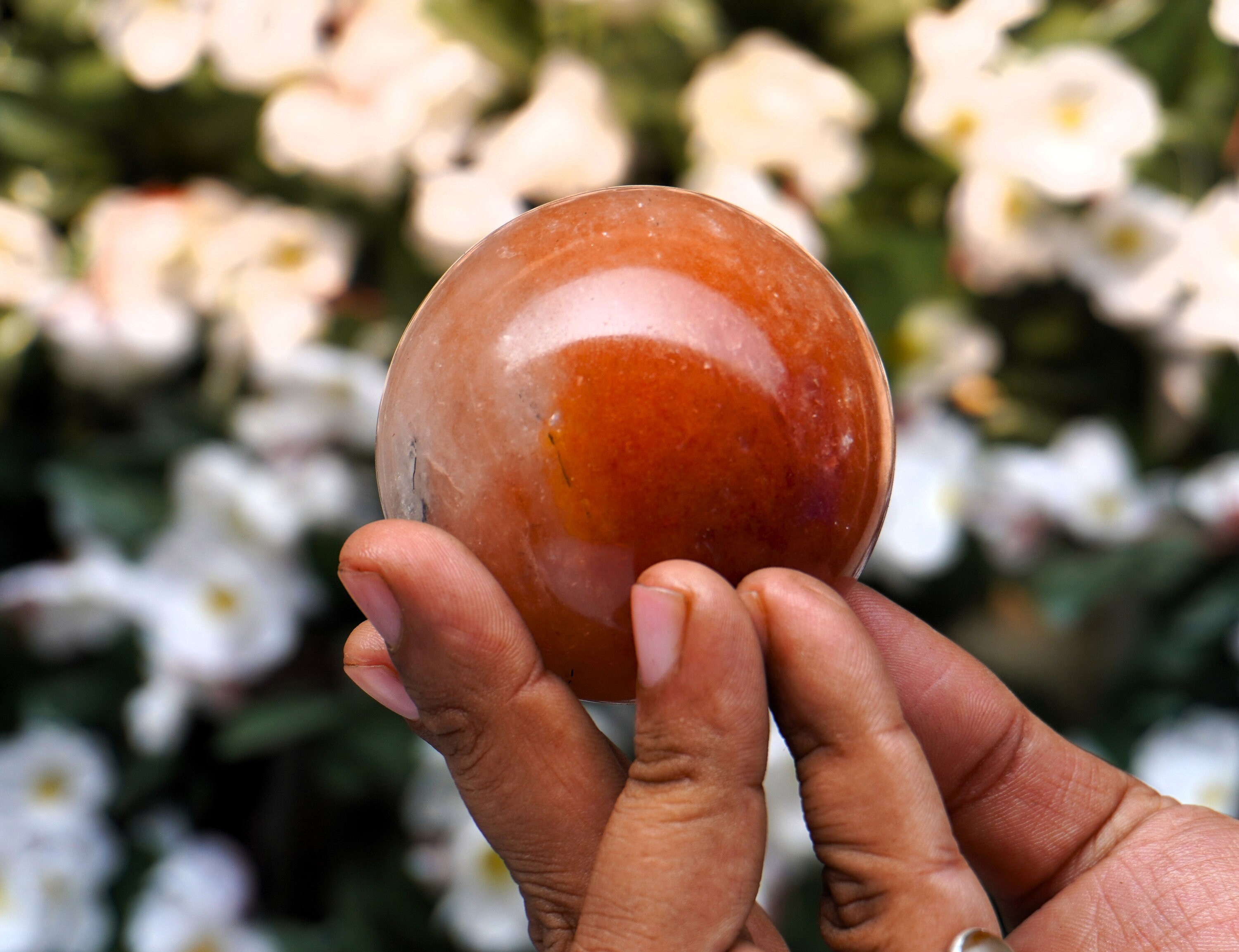 65 MM | モロッコ産天然オレンジセレナイトクリスタルスフィア