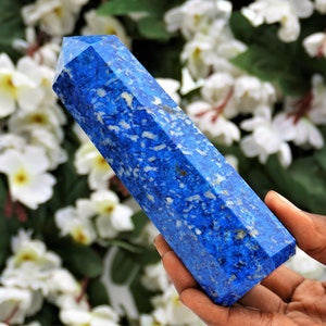 Blue Sodalite Tower: 8 Faceted Obelisk Crystal Healing Stone