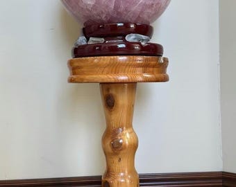 Soporte esférico de madera de teca hecho a mano - 61 cm de altura - Madera Sagwaan
