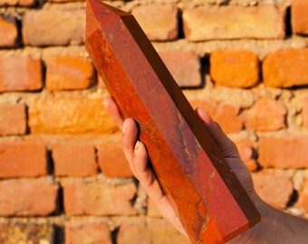 Red Jasper Crystal Point Tower: Healing Obelisk (9.6 Inch)