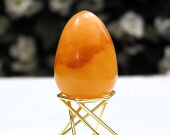 Golden Healer Quartz Egg: High Vibration Meditation Stone (65x40 MM)